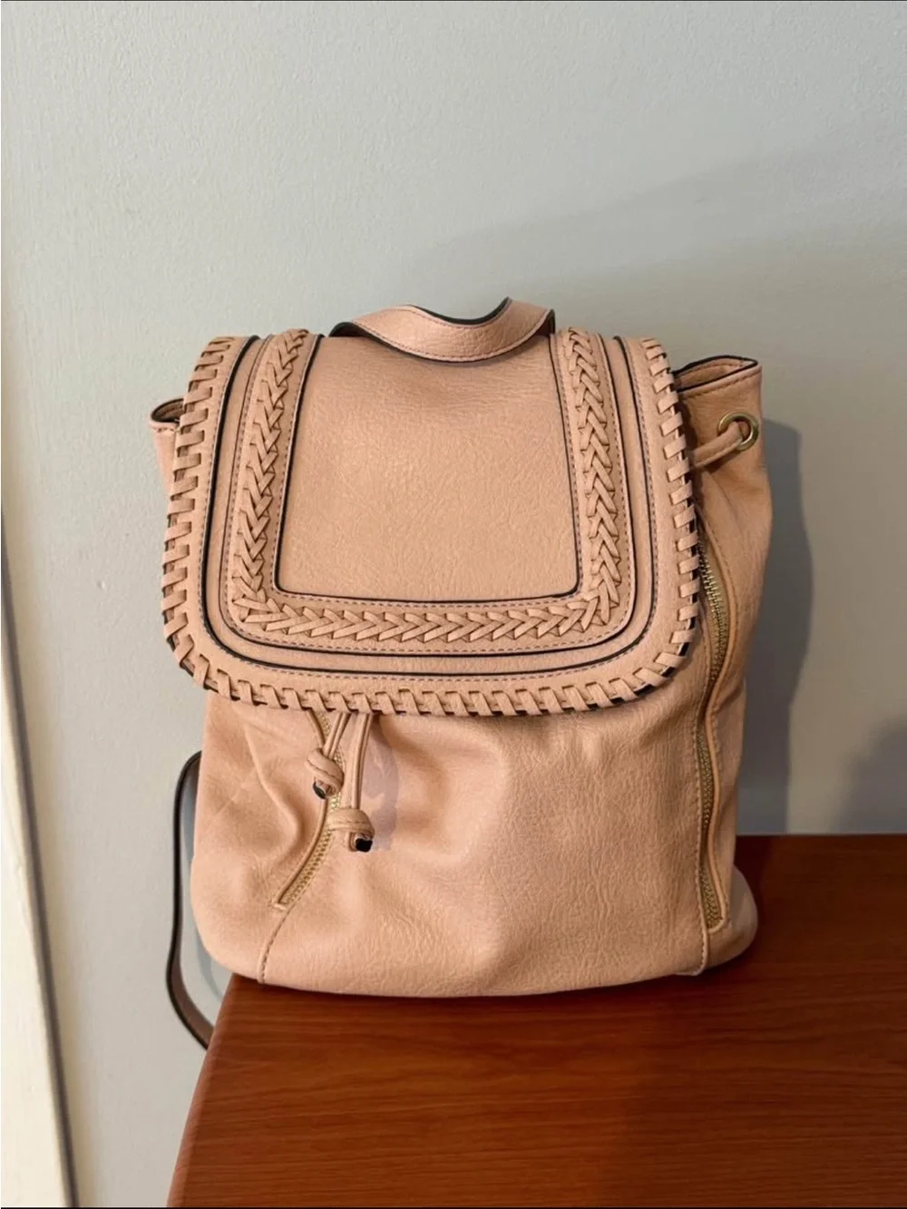 Sole Society Neutral Blush Drawstring Backpack